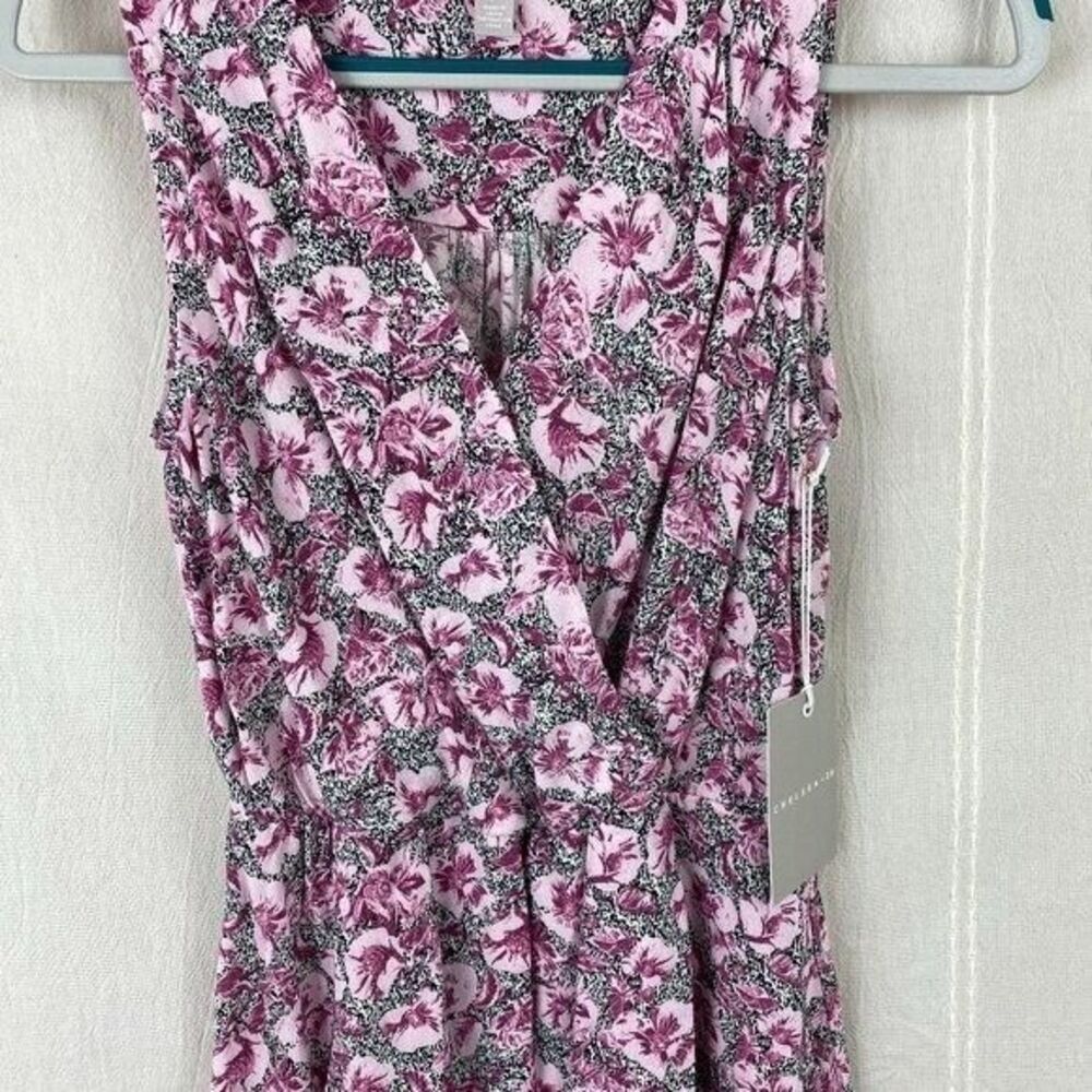 NWT Chelsea 28 Pink Daisy Jill Floral Draped Faux Wrap Top Size XXS